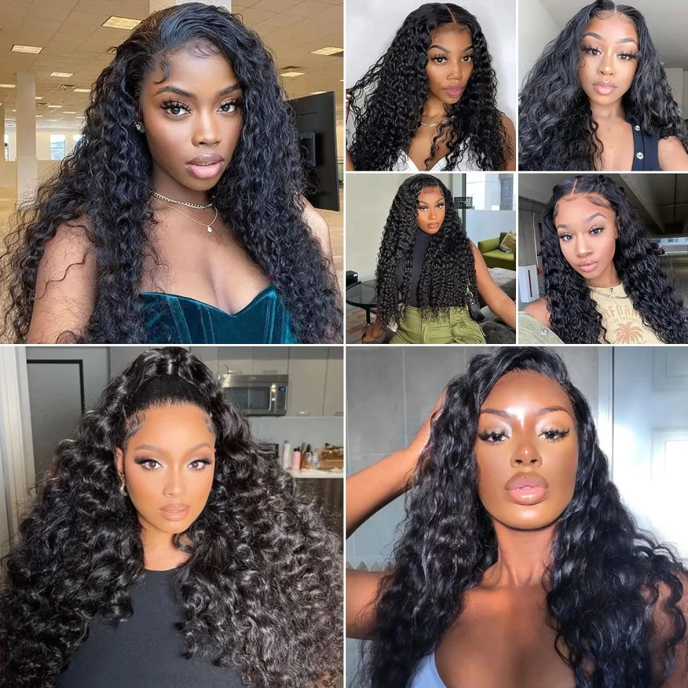 50 52 Inch Deep Wave Wig 13x4 13x6 HD Lace Frontal Wig Human Hair 200% Density Water Wave Lace Front Wigs For Women