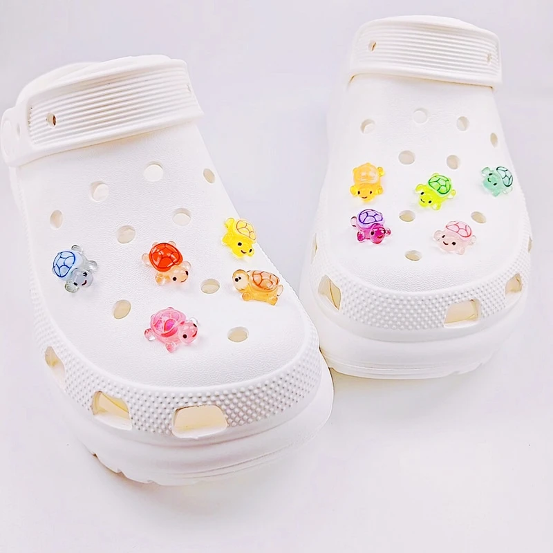 Cute Cartoon Luminous Turtle Shoe Charms - Whole Set DIY Garden Shoe Accessories Designer Shoe Decoration for Girls Gift