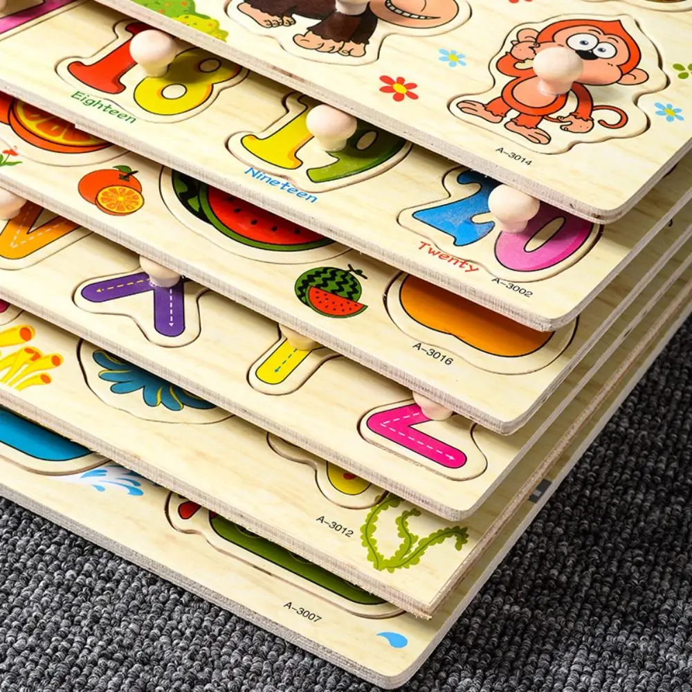 ألعاب ألغاز خشبية من مونتيسوري ألغاز تعليمية مبكرة ثلاثية الأبعاد أرقام لوحة انتزاع اليد لعبة ألغاز معرفية فكرية للأطفال