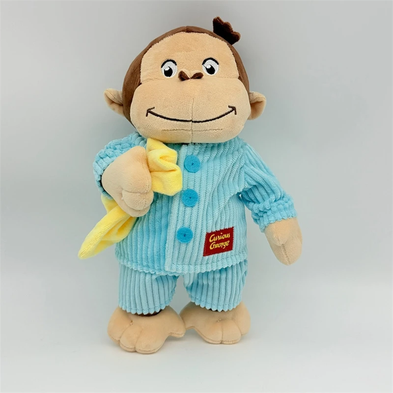 Curious George Plush Monkey Doll Soft Cuddly Stuffed Toy Classic Cartoon Character For Kids Toddlers Nursery Bedroom Cute Gift