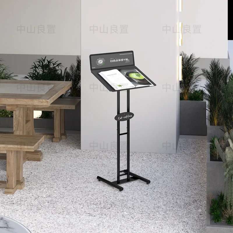 Restaurant menu display rack, menu sign floor-standing hotel billboard, vertical contract document presentation stand