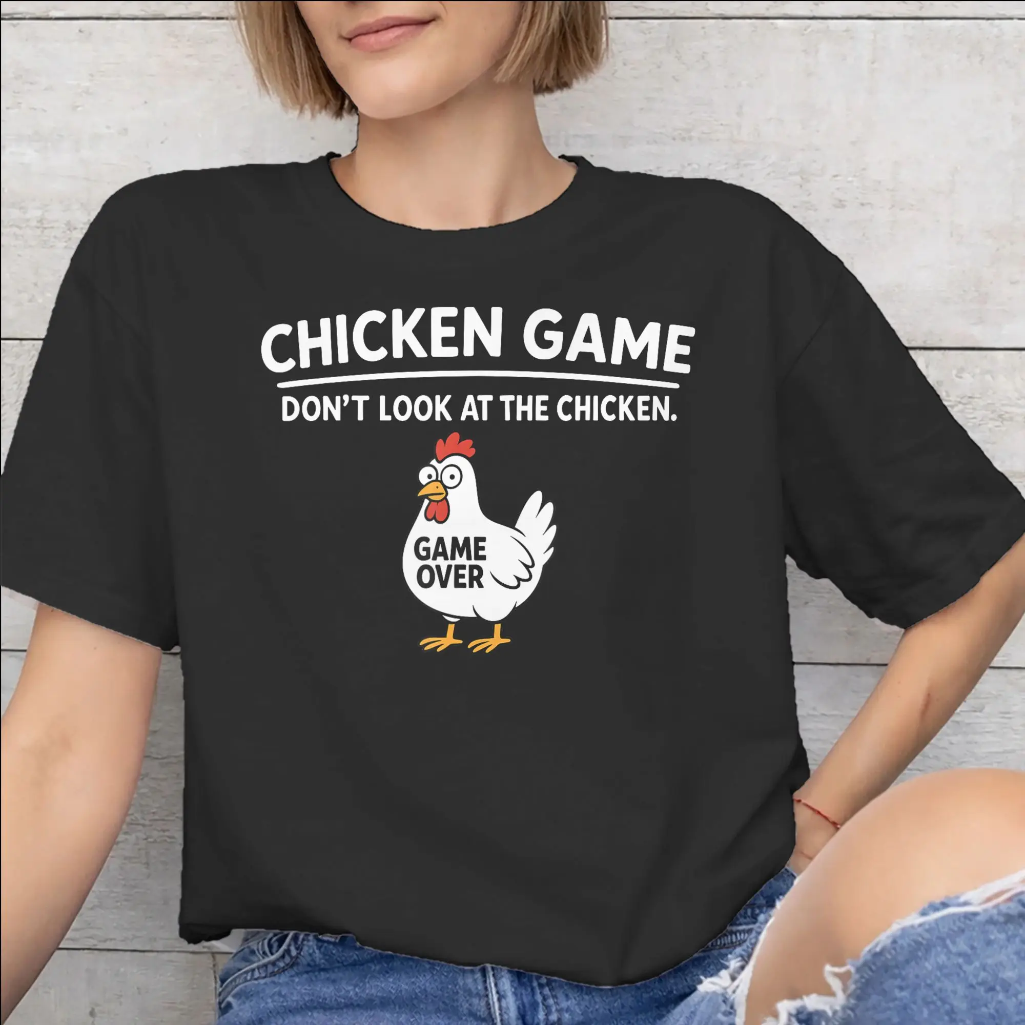 Chicken Game Dont Look At The Chicken Merch Unisex T Shirt 100% Cotton Tee New Arrival  T-shirt Clothing