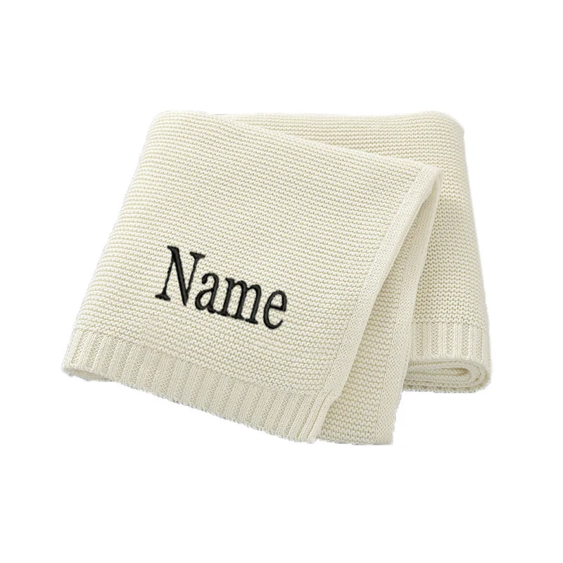 

Baby Blanket, Embroidered Name, Baby Cover Blanket, Newborn Gift, Soft And Breathable Cotton Knitted Sofa Blanket