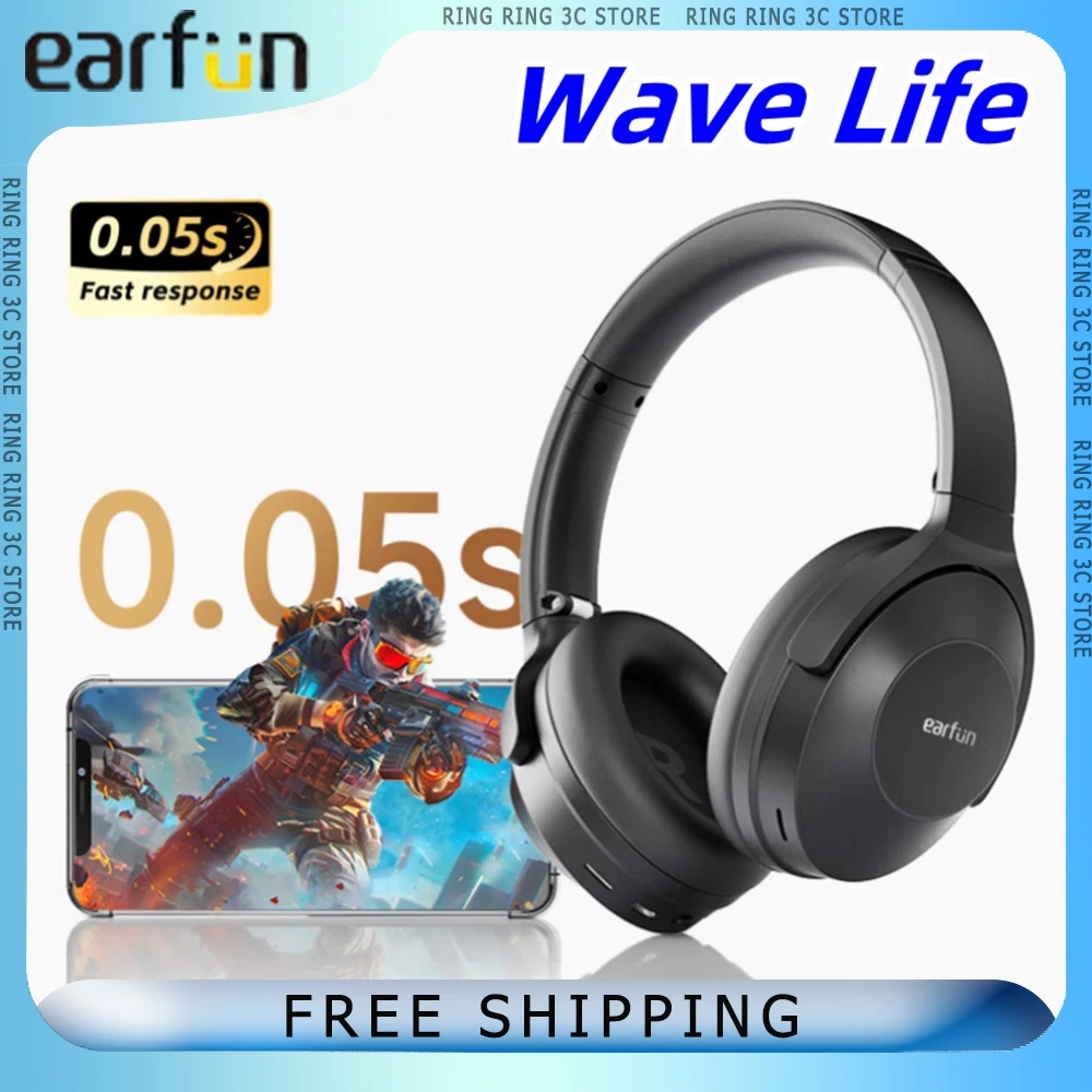 

EarFun Wave Life Wireless Gaming Headset Active Noise Cancellation Earbuds with 4Mics Long Battery Life Headphones Customized