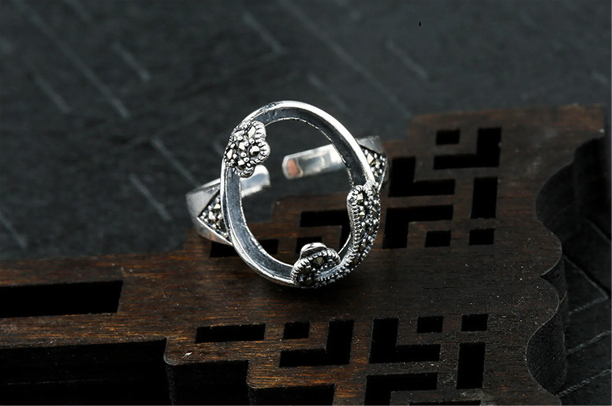 Ring rohling (13x16mm ovaler Rohling) verstellbarer 925er Silber Strass Antik Stil ovale Cabochon Ring Einstellung r1359b