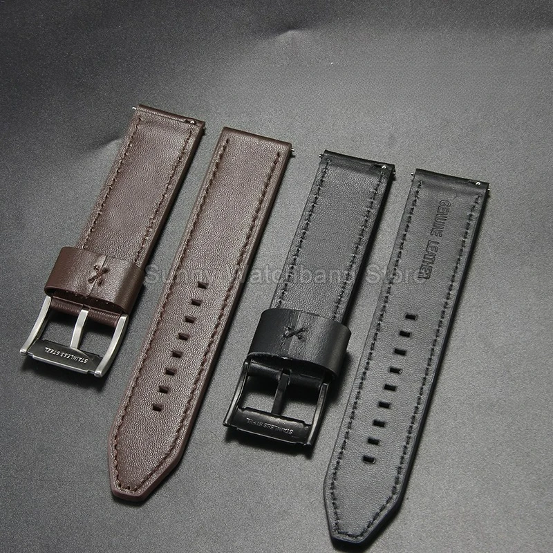 22 24 مللي متر أسود براون جلد البقر حزام ساعة اليد ل الأحفوري JR1424 JR1504 JR1401 FS4735 FS4812 ME3052 مرنة دائم إبرة مشبك