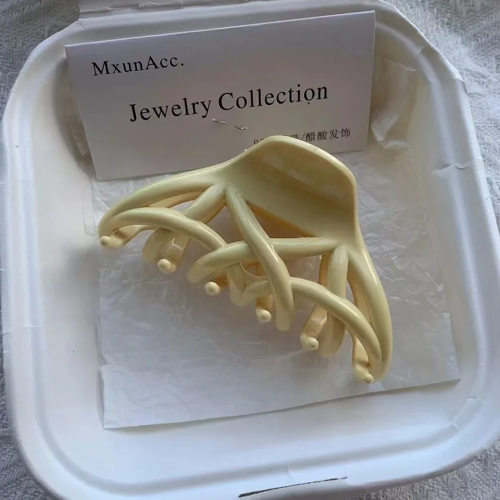 2 قطعة البولكا الكورية نقطة قوس هندسية مثلث الملتوية مشبك شعر كليب المرأة ذيل حصان كبير حامل القرش المشبك إكسسوارات الشعر #4