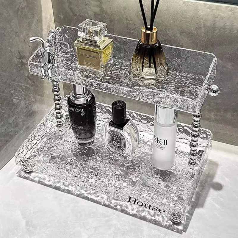 Acrylic Bathroom Storage Rack Girl's Room Decoration Washbasin Sink Storage Rack Desktop Cosmetics Wall Shelf Kawaii Accessories