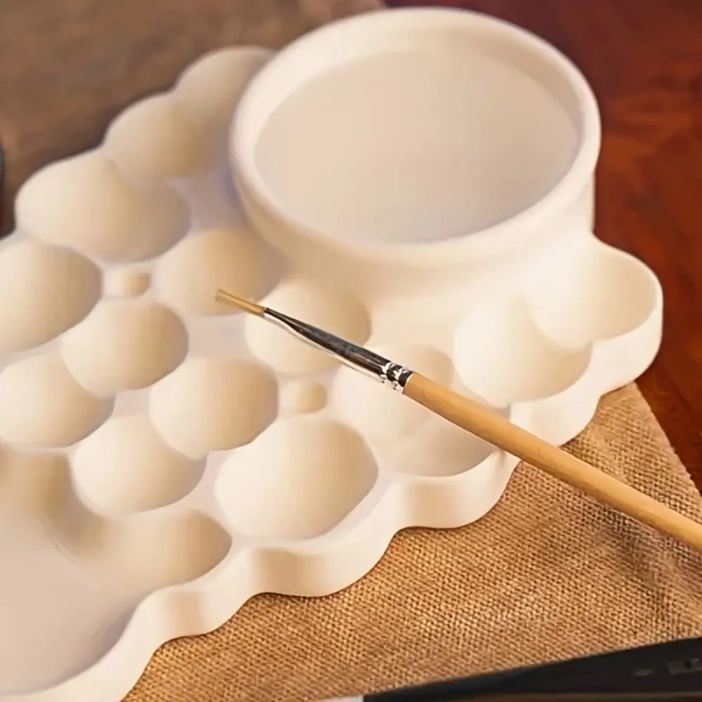 Durable Creative Watercolor Paint Tray Multiple Compartments Reusable Painting Palette Portable White Color Mixing Pallet Travel