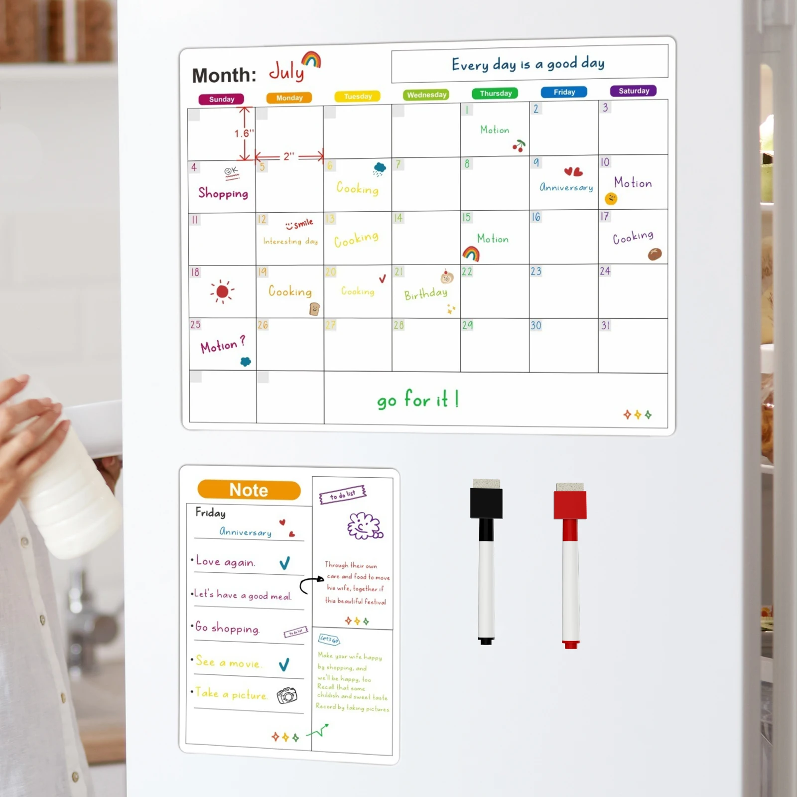冷蔵庫用マグネットカレンダー 月間・週間プランナーカレンダー - Magnetic Whiteboard Calendar のレビューと価格