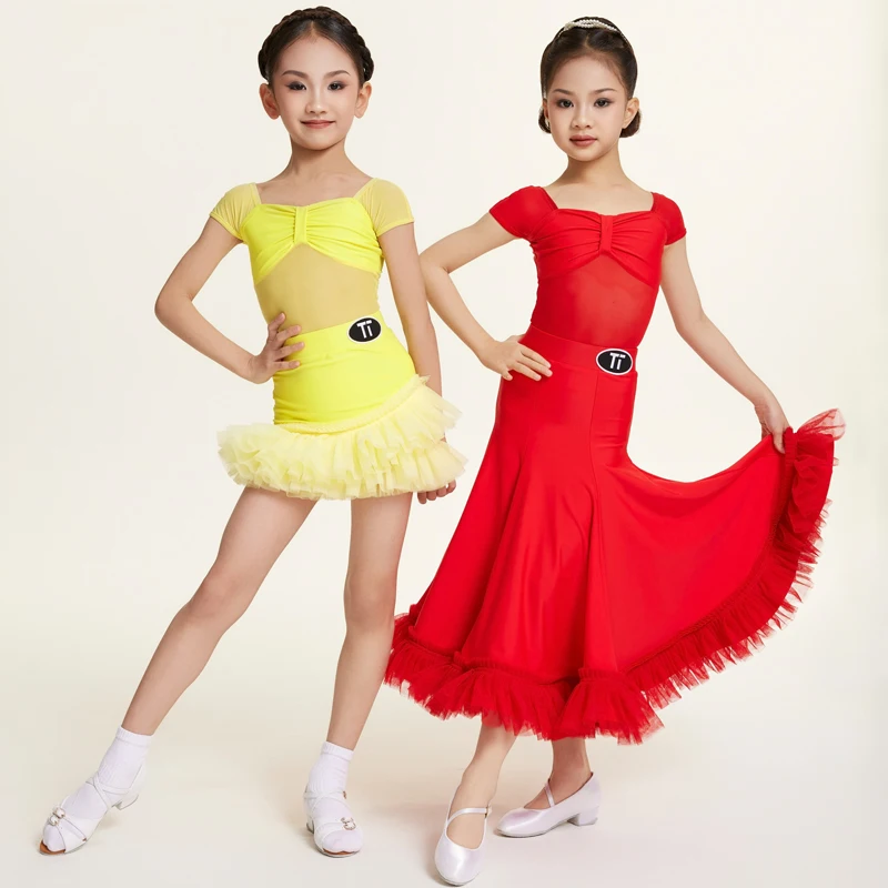 

Fashion Latin Dance Performance Costumes Girls Ballroom Dance Dresses Kids Salsa Chacha Performance Dancing Suits SL12536