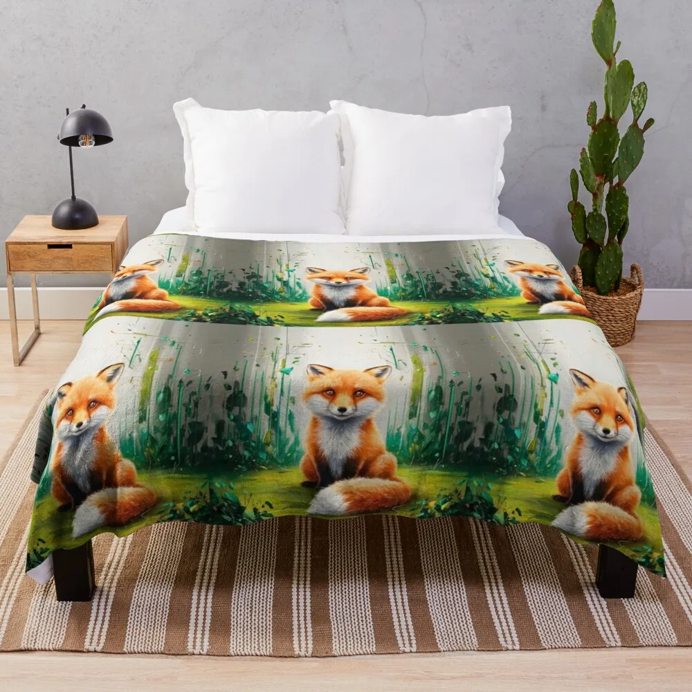 

Cute Fox. Adorable fox, watercolor fox, fox drawing, floral fox, fox image Throw Blanket blankets ands Thin Blankets