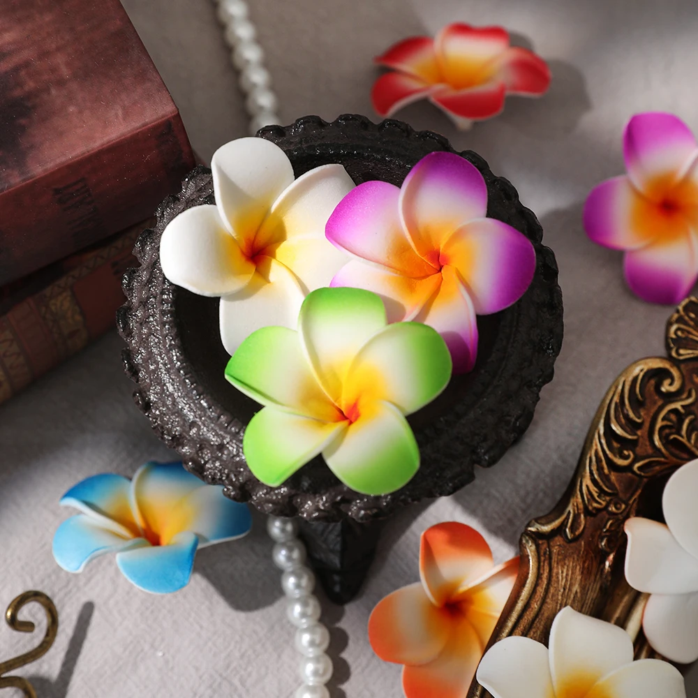 10Pcs 5cm Hawaiian Plumeria  PE Foam Artificial Flower DIY Wreath Headdress Flowers Wedding Decoration Party Supplies