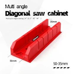 DURATEC 50x35mm Red diagonal saw cabinet 45/22.5 degree clamp back saw box woodworking gypsum skirting line cutting tool