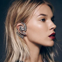 XSBODY Creative Geometric Ear Cuffs Earrings Women Non Piercing Jewelry Fashion Punk Rhinestone Ear Clips Earhook Aesthetic club