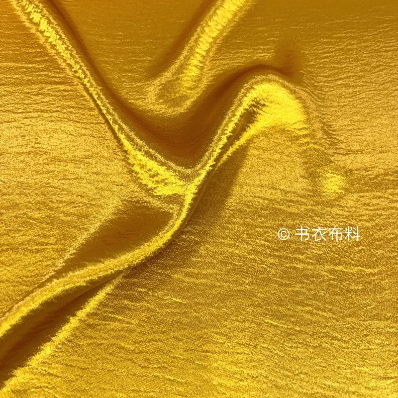2meters-drapey-anti-wrinkle-golden-yellow-glossy-texture-imitation-acetate-satin-fabric