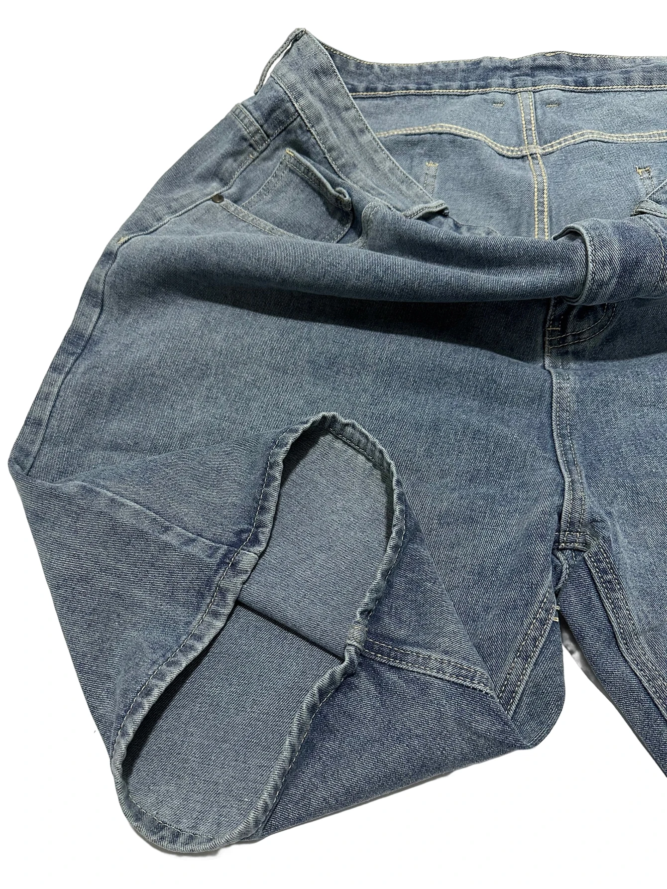 Pantalones cortos de mezclilla de talla grande para hombre, Jeans rectos casuales de calle alta, ropa de calle de Hip Hop, pantalones cortos básicos para correr, ropa para hombre