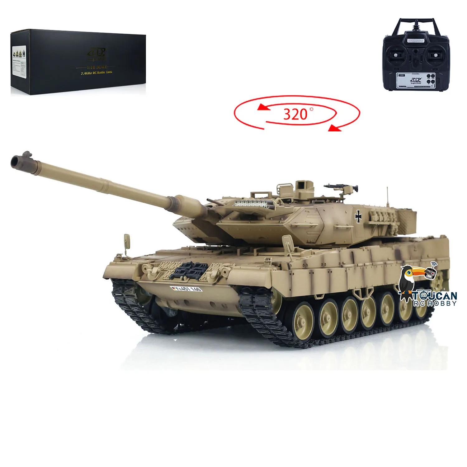 Gifts 1/16 RTR Tongde TOUCAN Panzer RC Infrared Battle Tank German Leopard2A7 Electric Military Tanks Toys for Boys TH23299