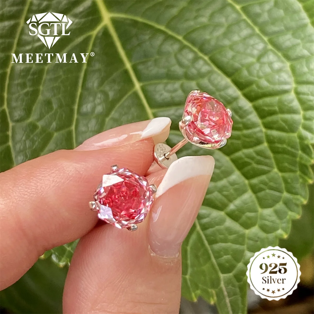 Bocarman Rose Cut Ohrstecker aus S925 Silber mit Paraiba Farbverlauf Zirkonia, Hypoallergener Glamouröser Schmuck für Sie – Detail 16