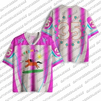 Y2K Women Orange Pony Graffiti Printed Short Sleeve Tee Summer Loose Breathable Comfortable Jersey Street Fashion Sports Shirt