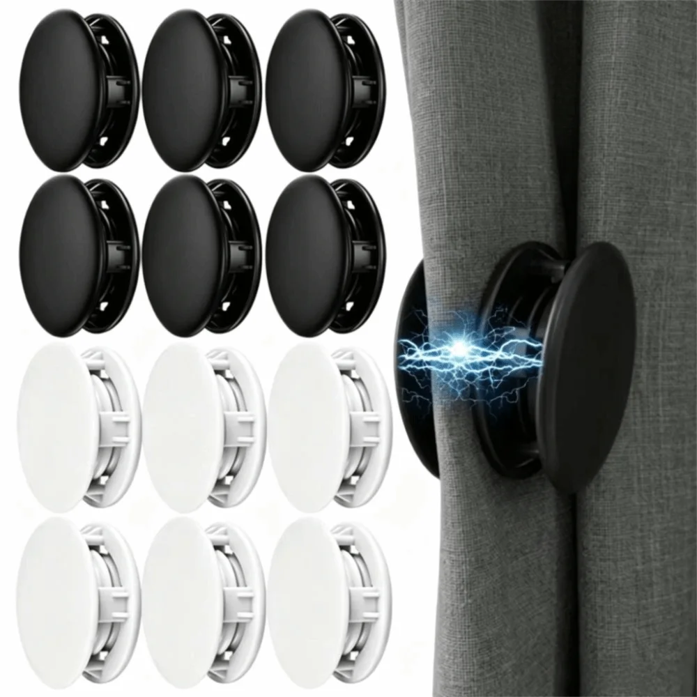 Plastic Magnetic Curtain Clips Removable Tool-Free Installation Curtain Magnetic Buckles Nail Free Design Light Blocking