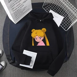 Anime Sailor Moon Character Print Fleece Hoodie Men's and Women's Same Pullover Cotton High Quality Fashion Loose Women's Hoodie