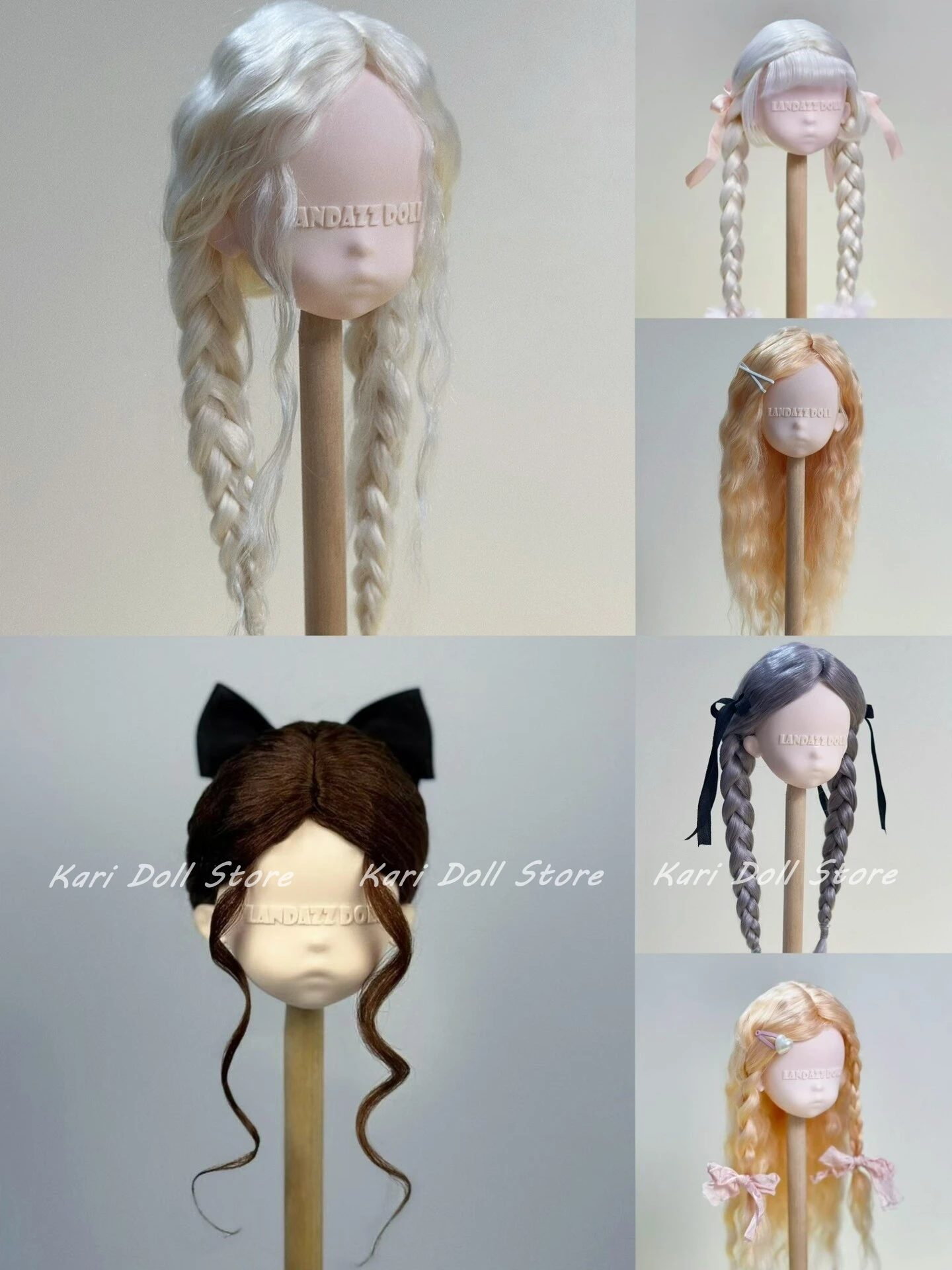 Kari Doll Natural mohair hair little curl wigs for Landazz Landoudou Doll 16cm head circumference