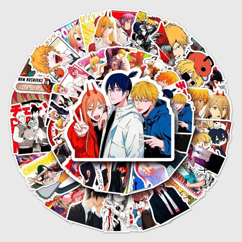 ملصقات كرتونية لرجل المنشار Pochita Anime ملصق شخصية دفتر وكوب ماء ملصقات زخرفية لوازم فنية هدية للحفلات