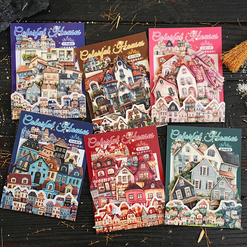 15pcs/Pack Vintage house Stickers DIY Decorative Junk Journal Stickers For Scrapbook Label Diary Album Planner