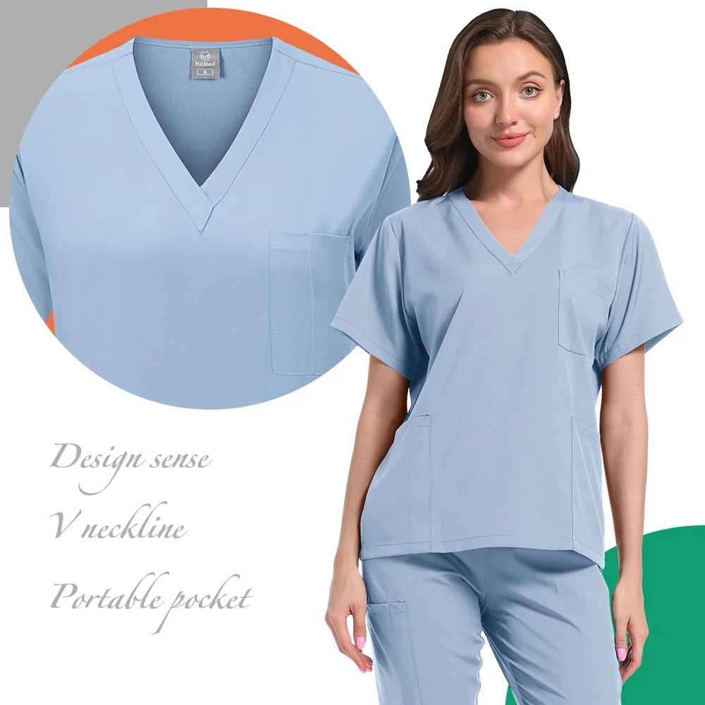 Classic new Nurse dress set Male and Female  Accessories Medical uniform Surgical Dental clinical top pants Lab workclothes