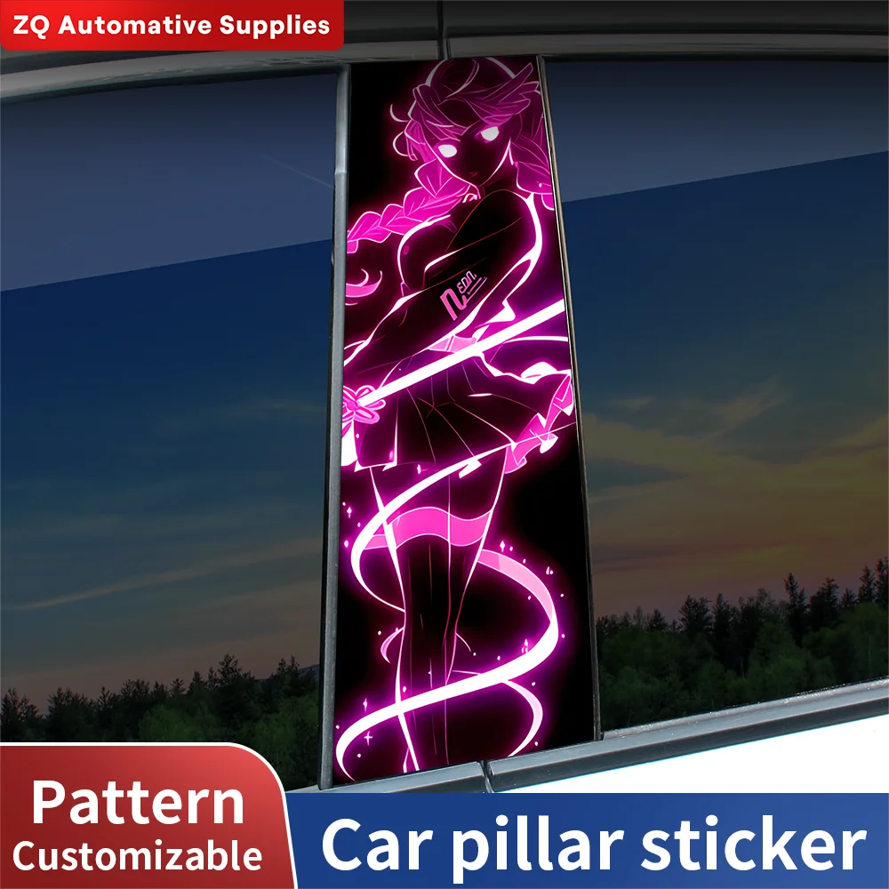 

Anime Beauty Girl Car Stickers Funny Auto B Pillar Waterproof Decor Cover Scratches Car Doors Pillar Sunscreen Decals Accessorie