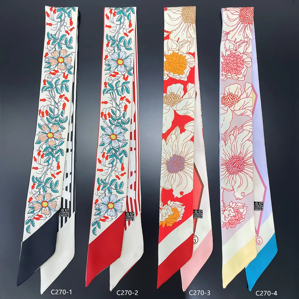 

Floral Printing Scarf Women Luxury Hair Band Hair Tie Girl's Headscarf Foulard Bag Handle Ribbon Headband Fashion Silk Scarves