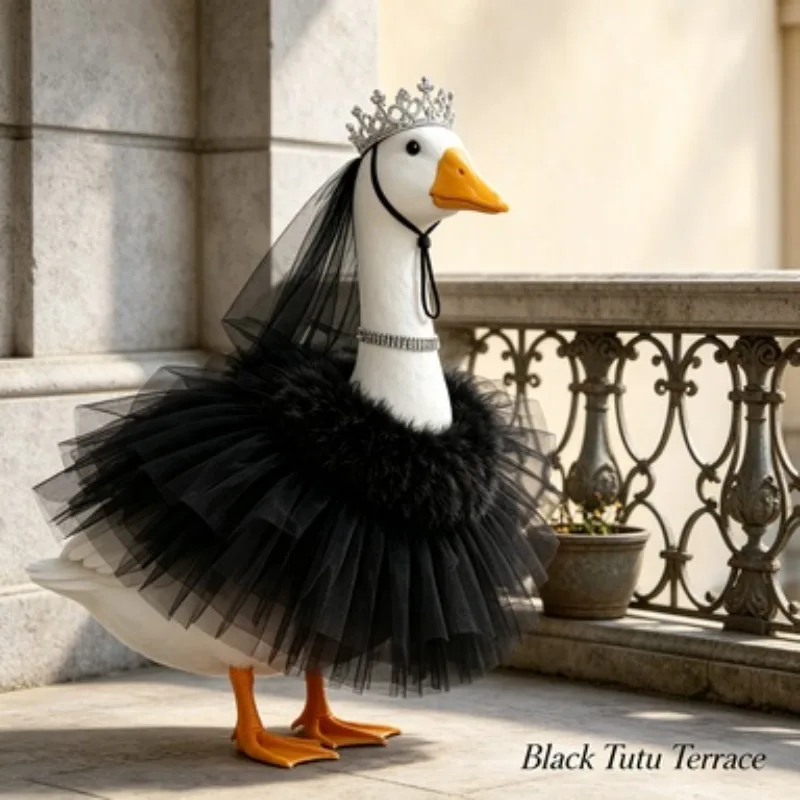 23 Inch Porch Goose Tulle Tutu Dress with Crown Princess Party Set for Outdoor Holiday Decoration (excluding Goose)