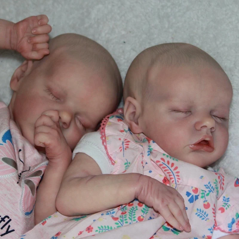 40CM Twins Reborn Doll Kits Handmade Painted Realistic Soft Vinyl Unfinished Reborn Doll Parts Kit Bebé Reborn