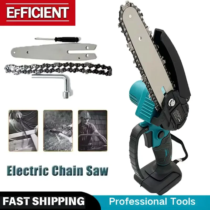 

Fit Makita for 18V Battery 6 Inch Chain Saw Electric Saw Handheld Portable Wood Logging Chainsaw Garden Pruning Wood Power Tool