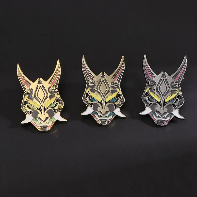 Genshin Impact Game Domineering Olive Mask Metal Badge Men's Clothes Schoolbag Accessories Cartoon Brooch Halloween Gift
