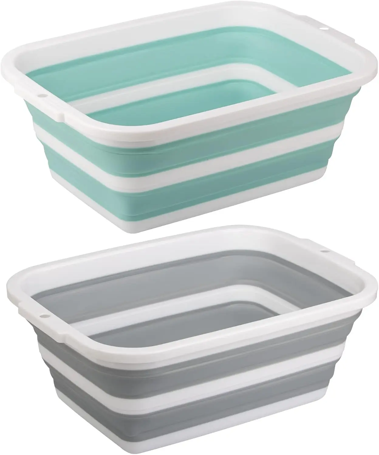 

Набор из 2 складных ведер по 2,25 галлонов/8,5 л каждый, пластиковые тазы, портативные умывальники для дома и сада, складные походные раковины.