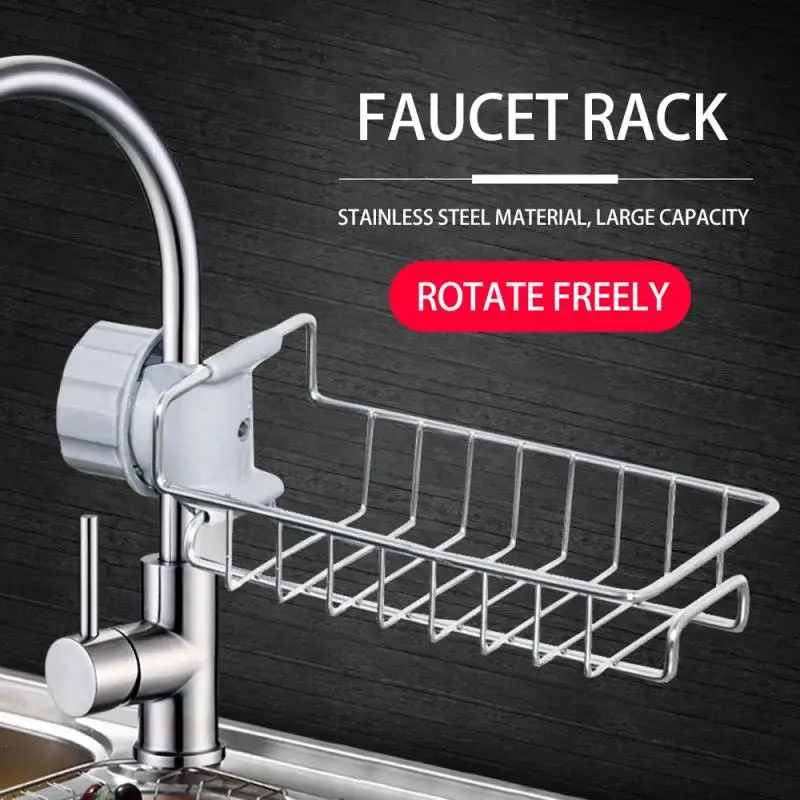 Bathroom stuff Storage Shelve Rack Stainless Steel Kitchen Faucet Sink Storage Rack Drain Shower Rod Rack strong load bearing