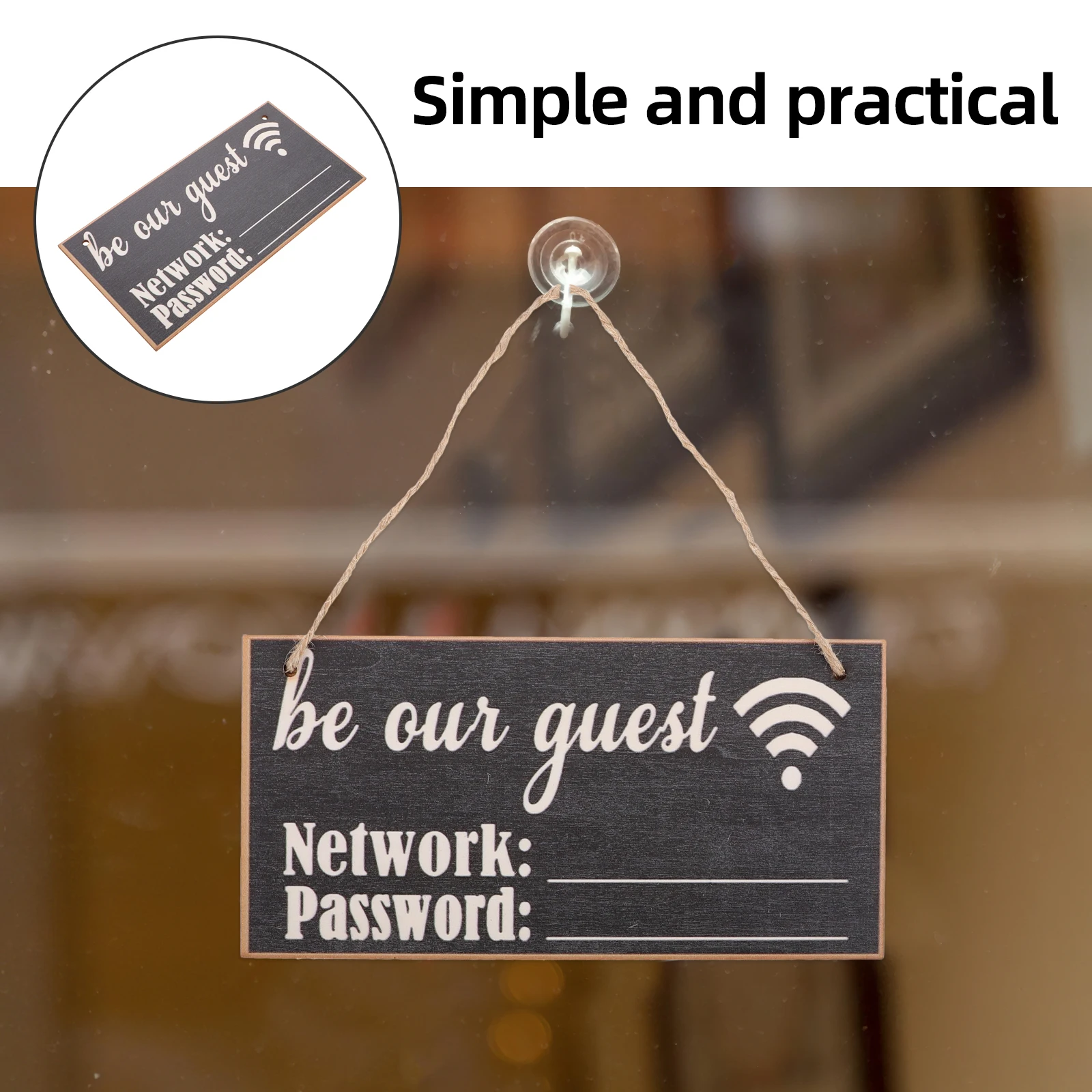 

2Pcs Wooden WiFi Password Signs Chalkboard Style Reusable Guest Room Office Hotel Decor WiFi Password Tag Display Board