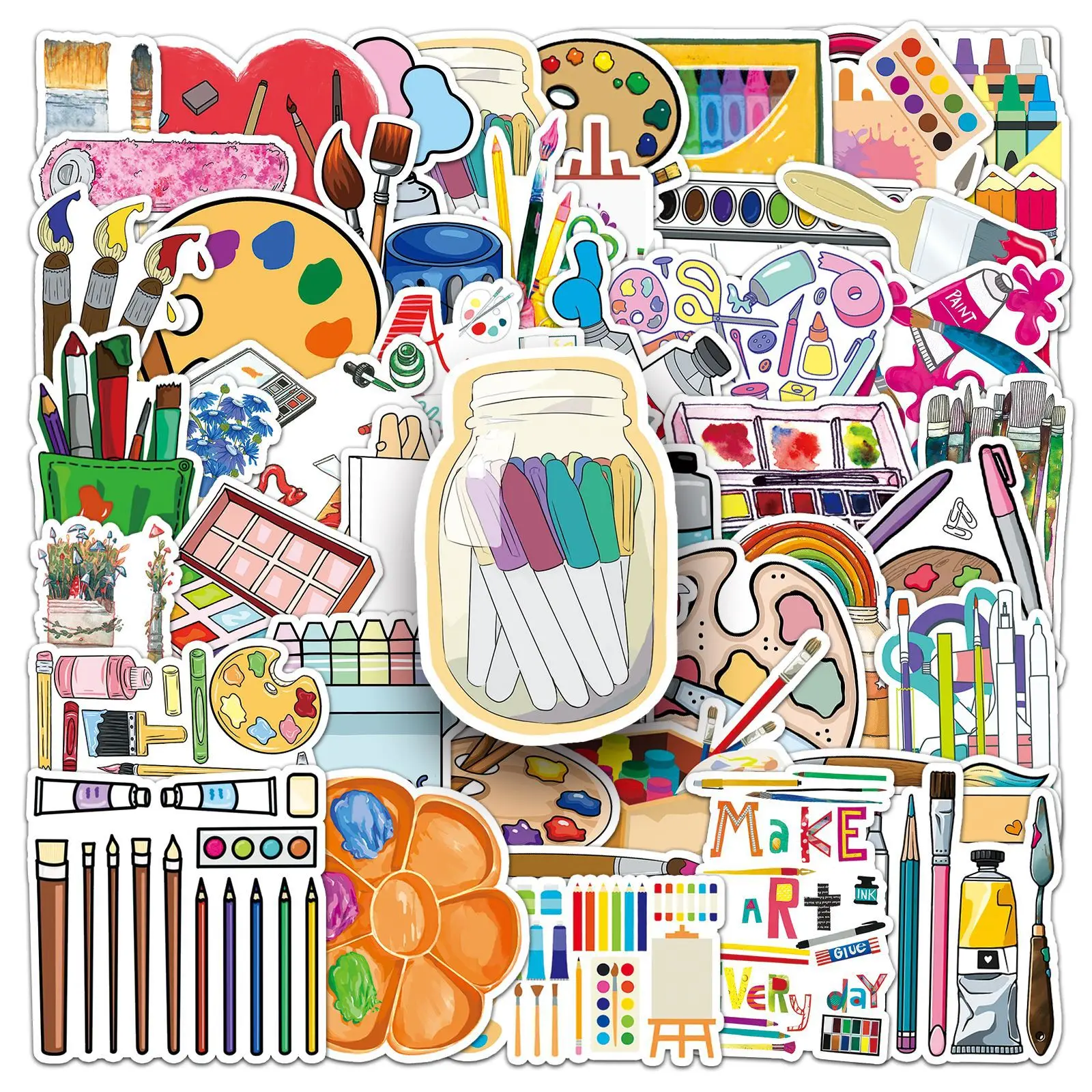 

10/50PCS Painting Tools Crayon Watercolor Cartoon Doodle Decoration Guitarist Account Waterproof Stickers Kids Toy