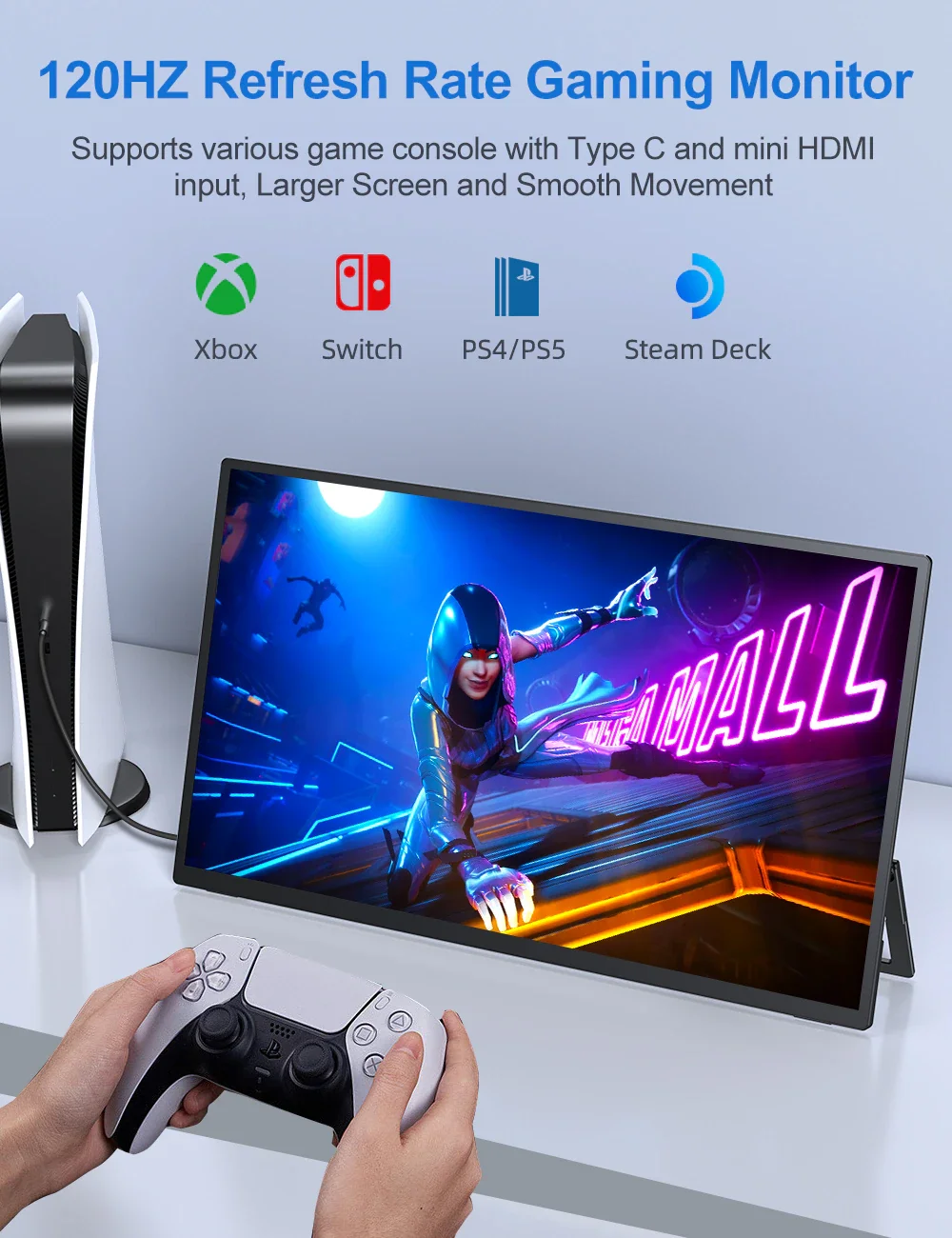 EVICIV 120hz Portable Gaming Monitor 18.5 inch 100% sRGB 1080P with VESA & Stand 180° Adjustable Ultra-Slim IPS HDR Display