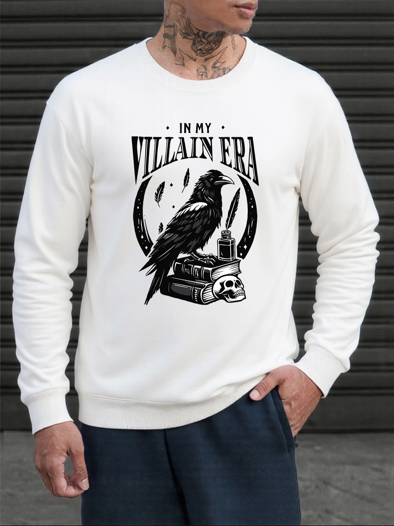I'M Villain Era Crow Bedruckte Pullover Herren Atmungsaktive Bequeme Sportbekleidung Heißer Verkauf Herbst Sweatshirt Harajuku Casual Hoodie