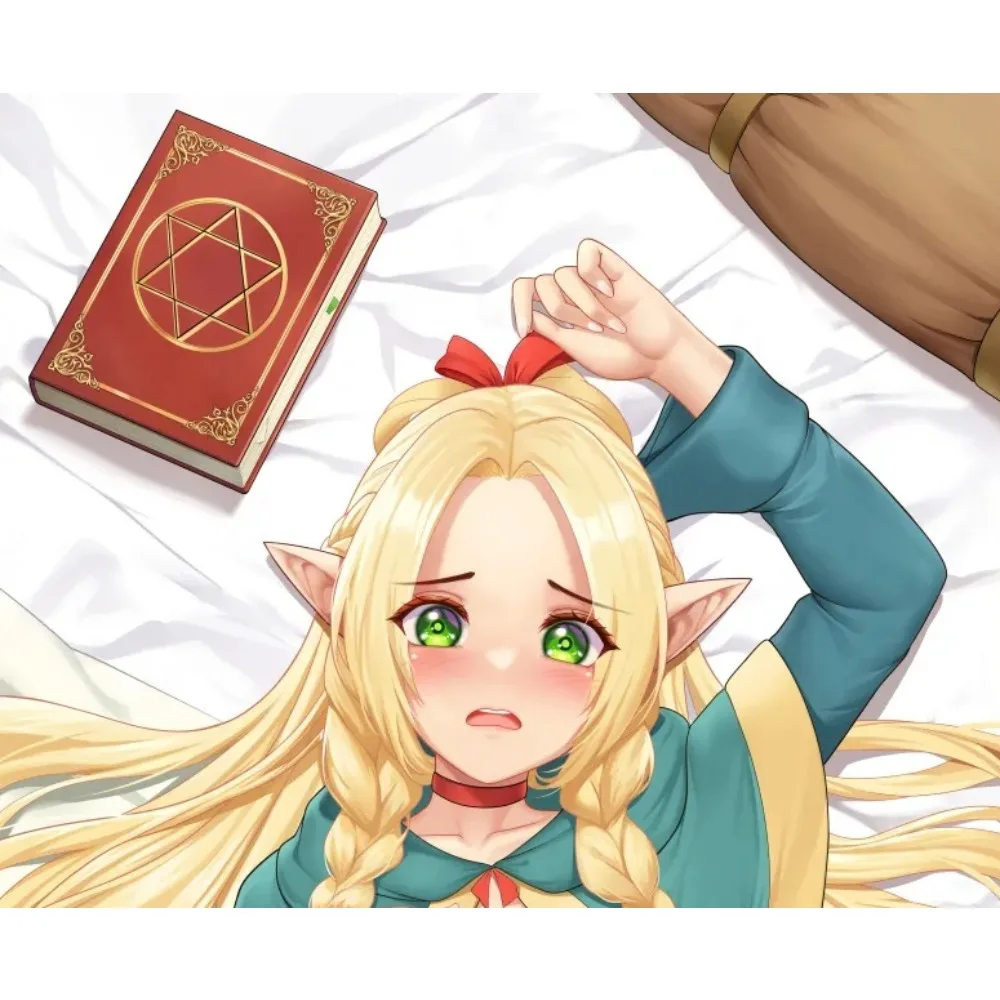 Marcille Anime Body Pillow Cover Long Blonde Braided Hair Elf Design Household Sleeping Cushion Protector For Otaku Collection