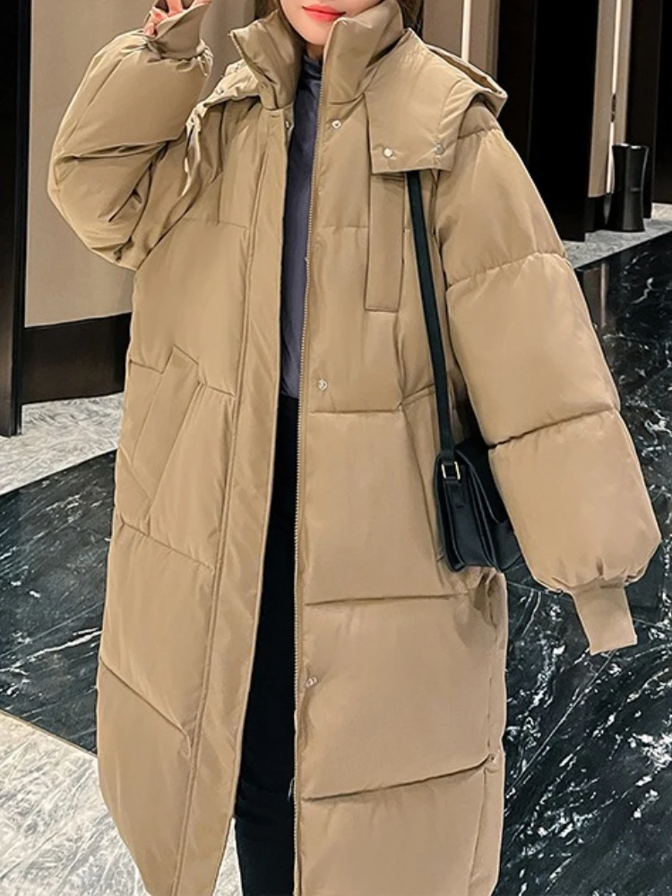 Veste d'hiver en coton pour femme, manteau Long, édition coréenne, ample et épais, à capuche, pardessus Parker chaud, nouvelle collection