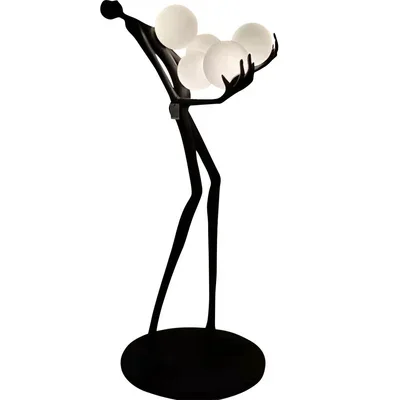 hotel project indoor decor creative design human art sculpture ball holding standing floor lamp