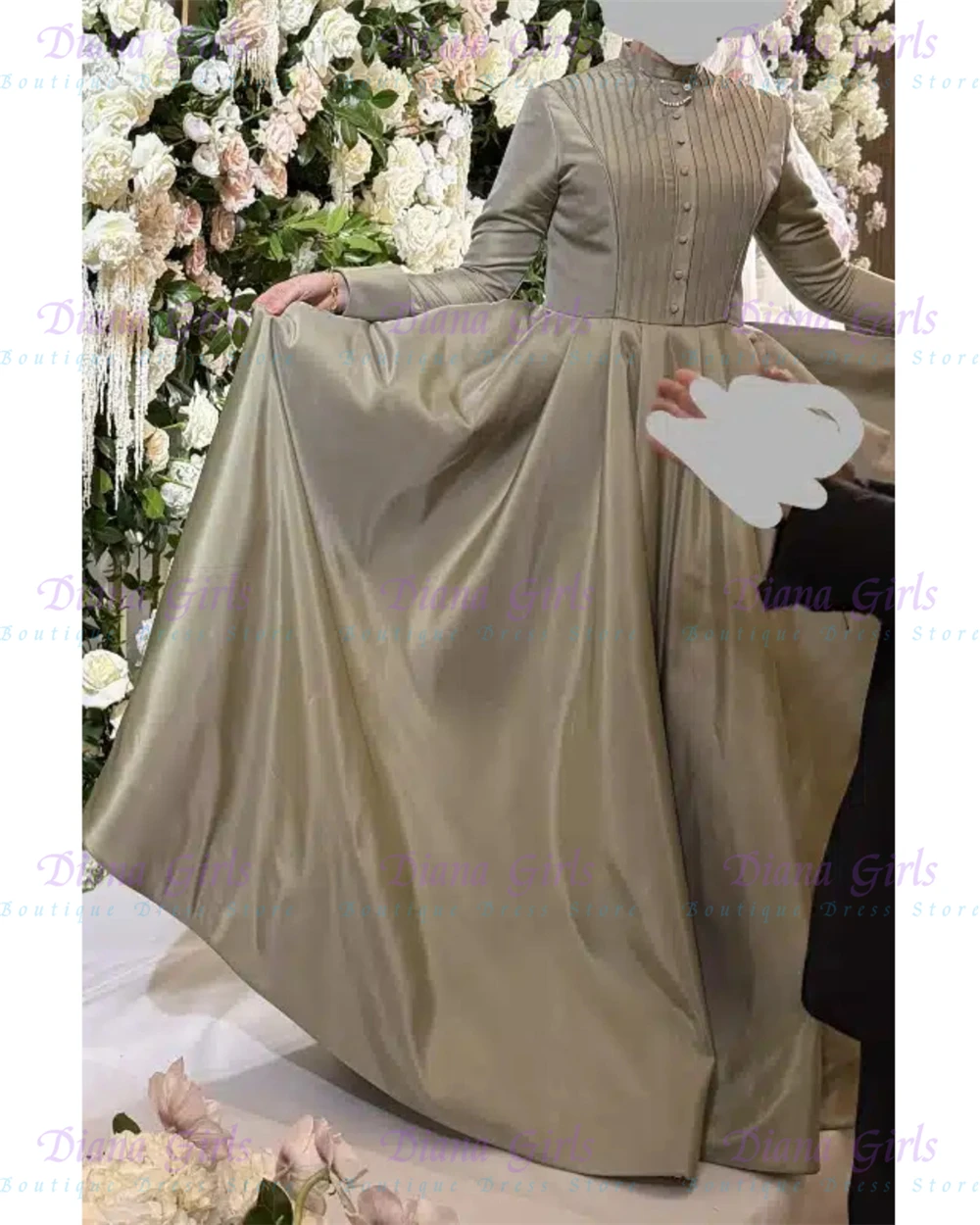 Elegant Quality Satin Fluffy Flower Girl Dress Button Pleat Design for Little Girls Wedding Birthday Party Evening Ball Gowns