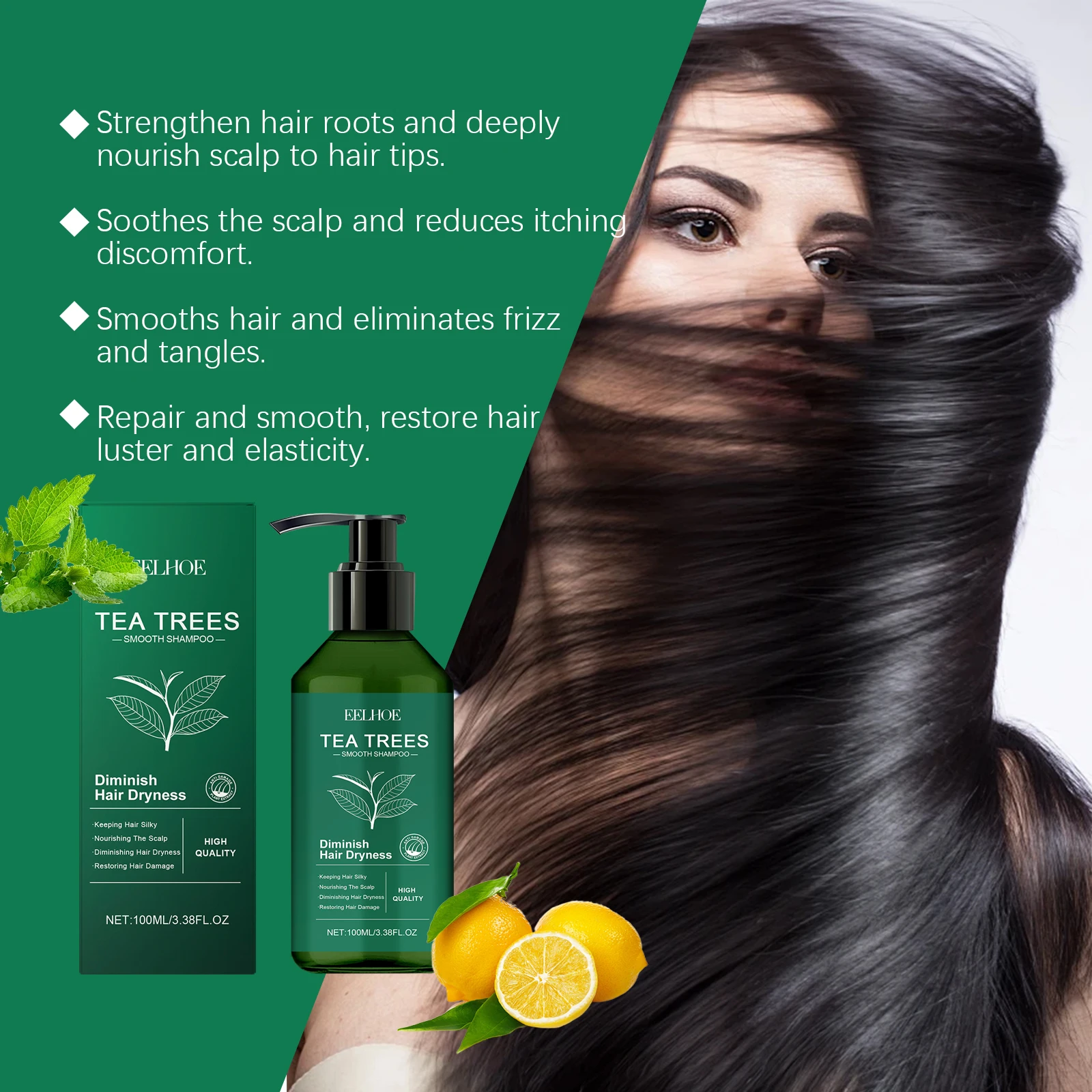 Natural Tea Tree Essential Shampoo Conditioner Hair Care Set Cleansing Scalp Reduce Dandruff Oil Control Smoothing Shiny Hair