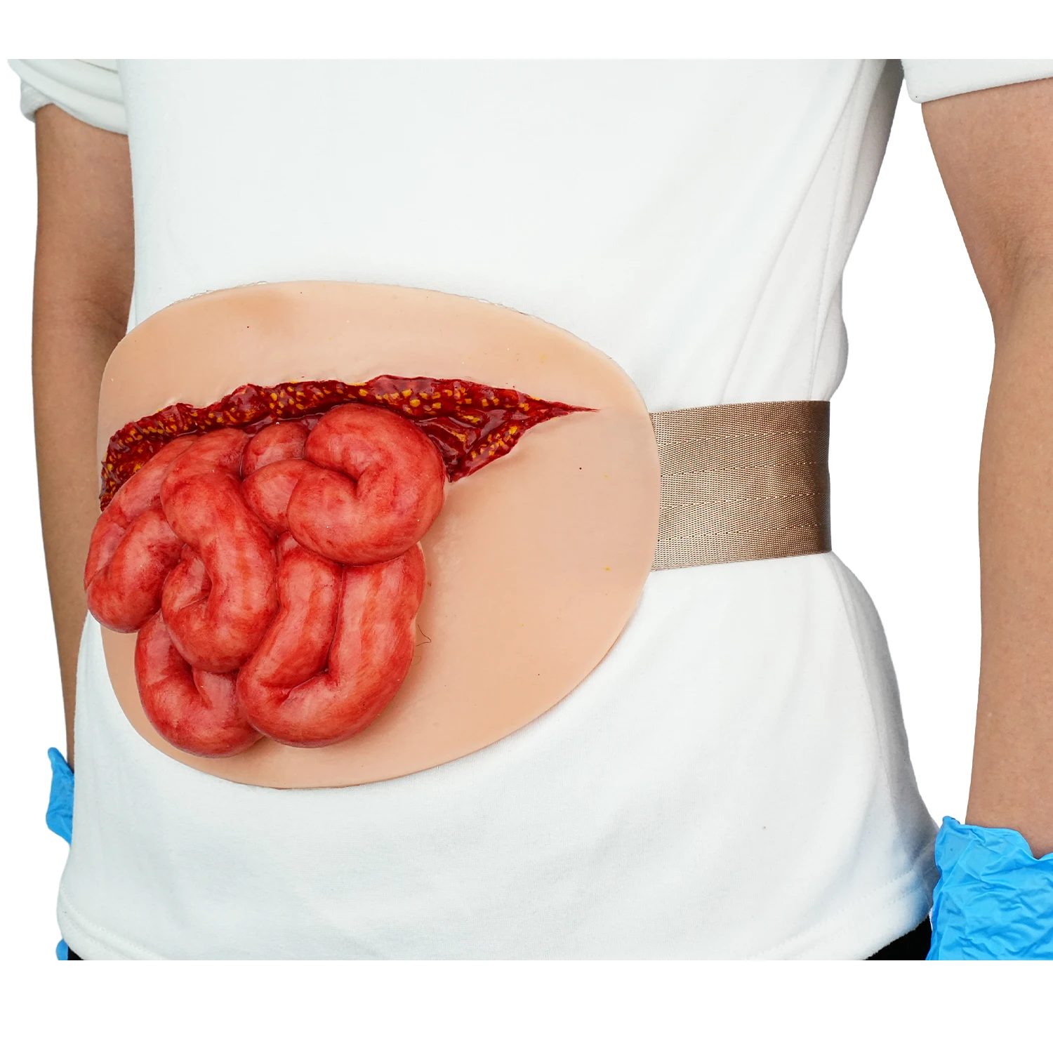 Wearable Abdominal Evisceration with Intestine Simulator Wound Moulage