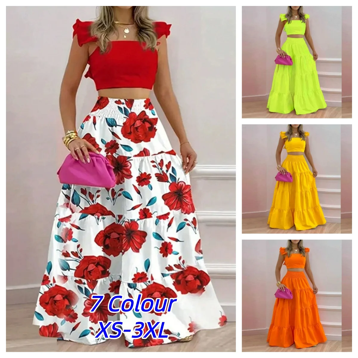 Комплект из двух предметов в стиле Y2K: юбка и топ без рукавов. Новая коллекция 2026 года. Элегантный и сексуальный женский костюм для весны/лета.