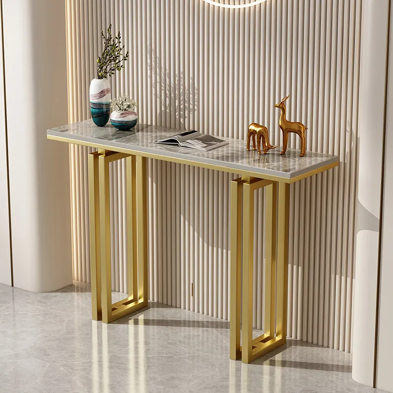 Multifunctional Hallway Table Light Luxury Entryway Console Table for Living Room Narrow Sofa Tables Modern Half Moon Shelf